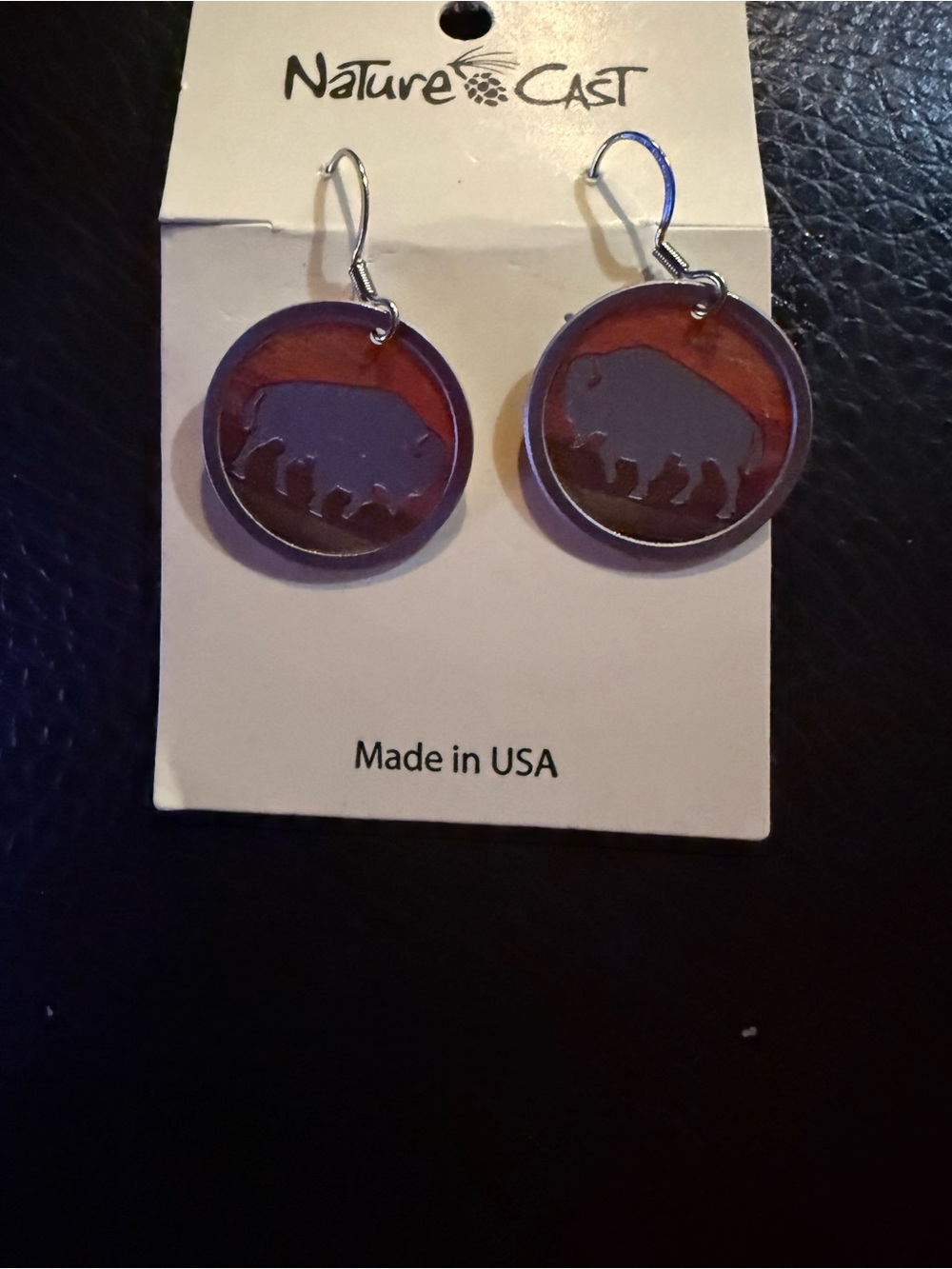 Brown Buffalo Silhouette Earrings